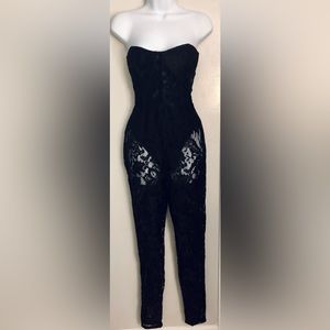 Black Bandeaus Lace Jumpsuit